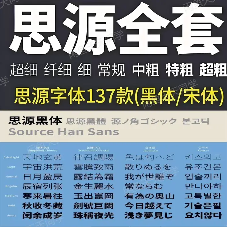 137款全新思源字体合集